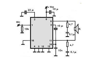 TDA2824 BTL circuito eletronico